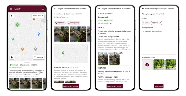 Screenshots of the app